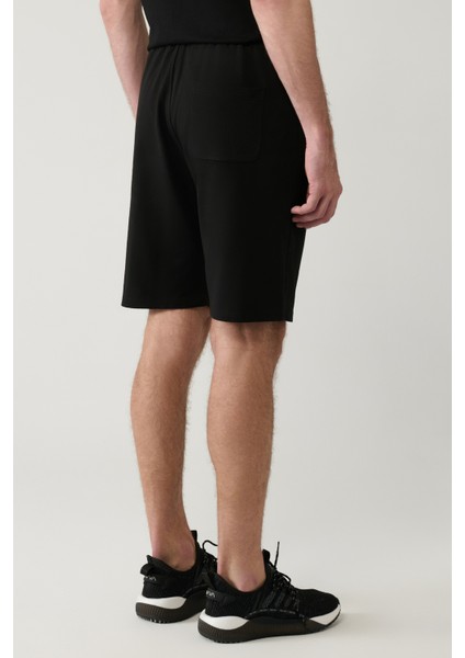 Erkek Siyah Yandan Cepli Örme Pamuklu 2 İplik Günlük Relaxed Fit Şort E003602 indirimleri