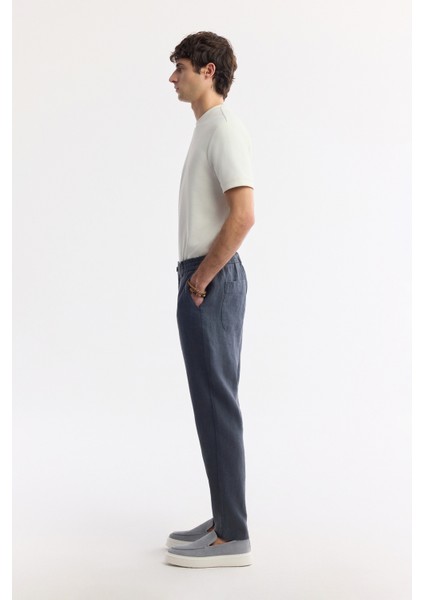 Erkek Antrasit Beli Lastikli %100 Keten Relaxed Fit Pantolon B003032 fiyatları