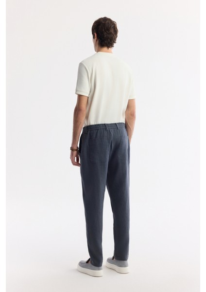 Erkek Antrasit Beli Lastikli %100 Keten Relaxed Fit Pantolon B003032 modelleri