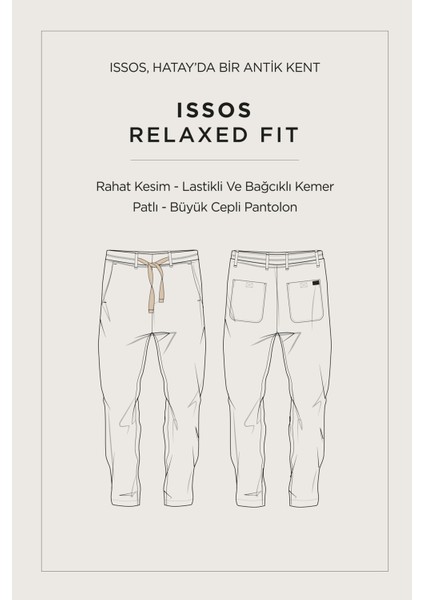 Erkek Antrasit Beli Lastikli %100 Keten Relaxed Fit Pantolon B003032