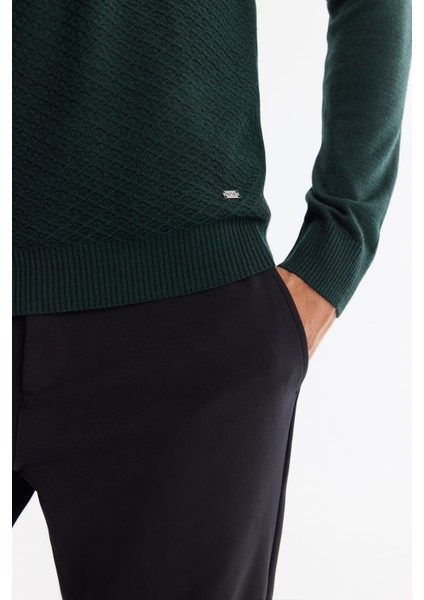 Erkek Yeşil Dokulu Basic Kazak E005109 modelleri