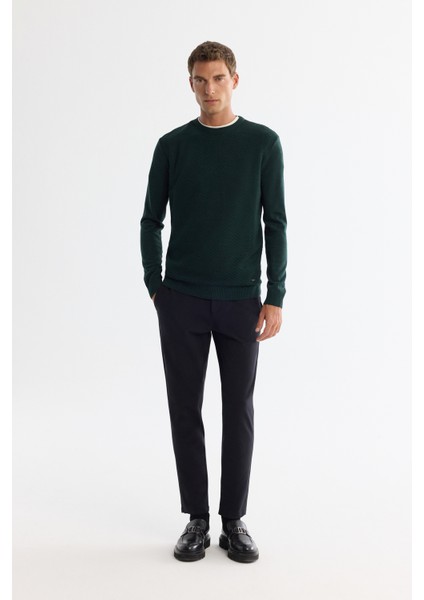 Erkek Yeşil Dokulu Basic Kazak E005109