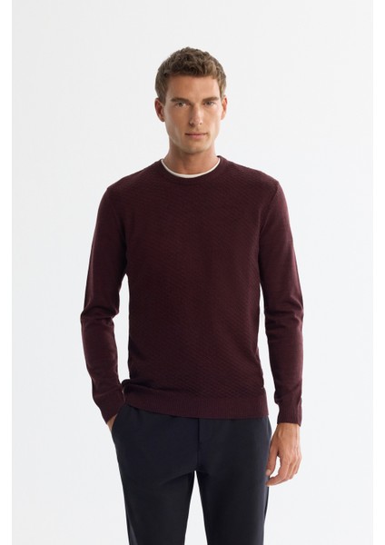 Erkek Bordo Dokulu Basic Kazak E005109