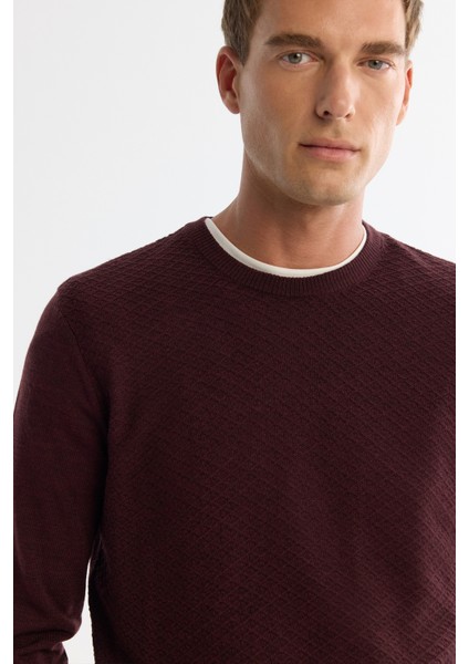 Erkek Bordo Dokulu Basic Kazak E005109 fiyatları