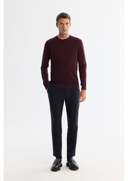 Erkek Bordo Dokulu Basic Kazak E005109