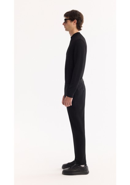 Erkek Siyah Yanı Lastikli Bi-Stretch Hafif Çizgili Slim Fit Pantolon A52Y3204 modelleri