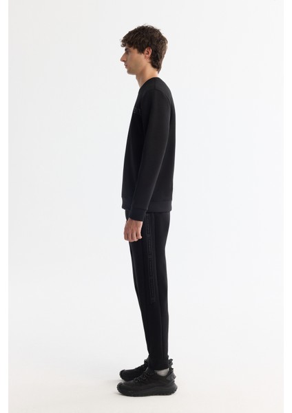 Erkek Siyah Bisiklet Yaka Pamuklu Baskılı Elastan Regular Fit Sweatshirt A42Y1308 modelleri