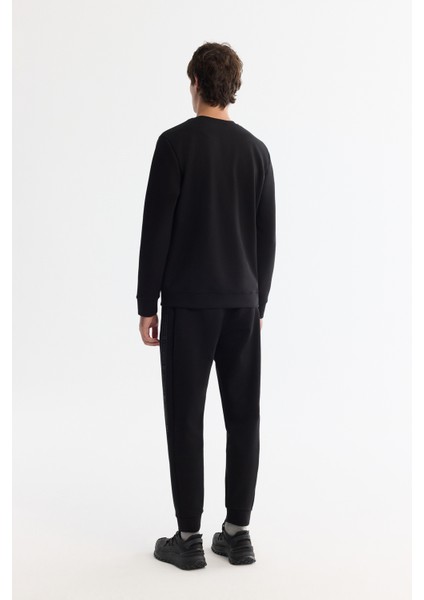 Erkek Siyah Bisiklet Yaka Pamuklu Baskılı Elastan Regular Fit Sweatshirt A42Y1308 fırsatları