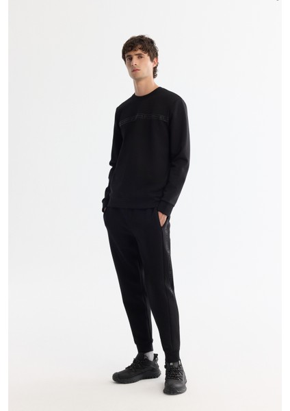 Erkek Siyah Bisiklet Yaka Pamuklu Baskılı Elastan Regular Fit Sweatshirt A42Y1308 indirimleri