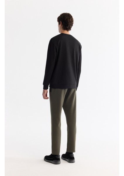 Erkek Siyah Bisiklet Yaka Pamuklu Baskılı Elastan Regular Fit Sweatshirt A42Y1286 fırsatları