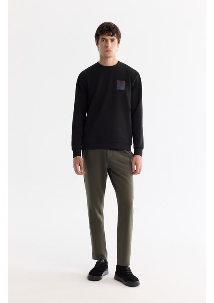 Erkek Siyah Bisiklet Yaka Pamuklu Baskılı Elastan Regular Fit Sweatshirt A42Y1286 indirimleri