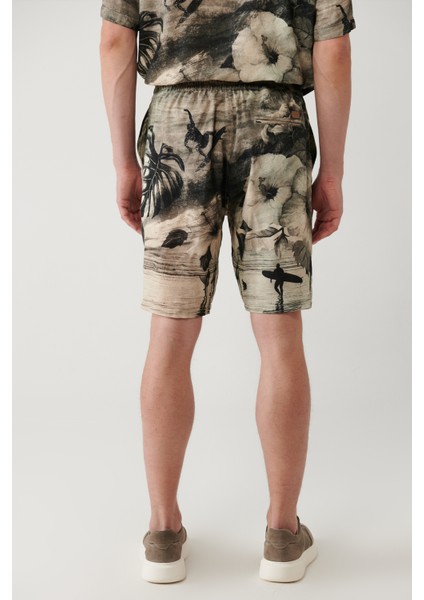 Erkek Gri %100 Viskon Beli Lastikli Desenli Etenna Relaxed Fit Şort A41Y3734 fırsatları