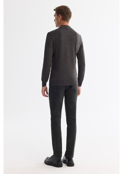 Erkek Antrasit Yarım Balıkçı Yaka Tüylenmeyen Triko Regular Fit Kazak E005001 fırsatları