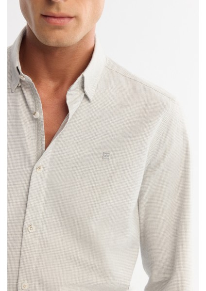 Erkek Gri Düğmeli Yaka %100 Pamuk Flanel Slim Fit Gömlek A42Y2002 fiyatları