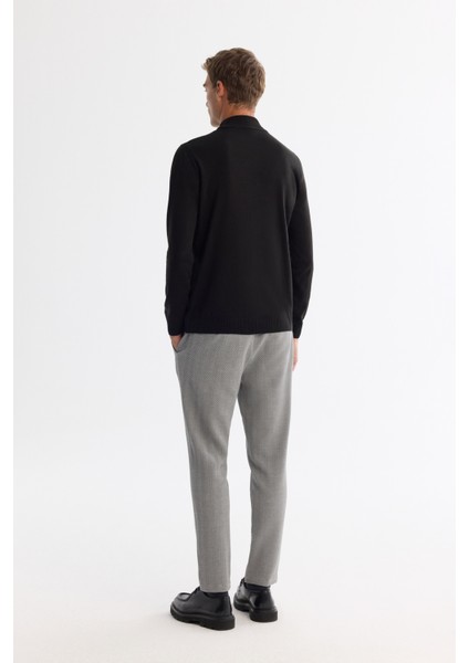 Erkek Siyah Yarım Balıkçı Yaka Tüylenmeyen Triko Regular Fit Kazak E005001 fırsatları