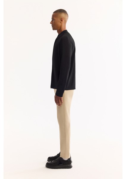 Erkek Siyah Dik Yaka Fermuarlı Rayon Tüylenmeyen Regular Fit Hırka A52Y5013 modelleri