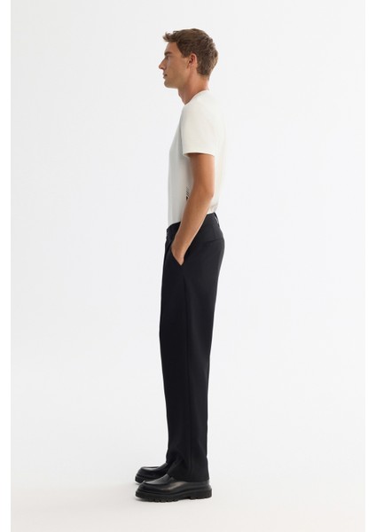 Erkek Siyah Klasik Bel Pliseli Elastan Baggy Fit Pantolon A42Y3064 fırsatları