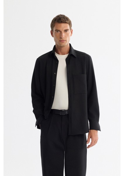 Erkek Siyah Klasik Bel Pliseli Elastan Baggy Fit Pantolon A42Y3064