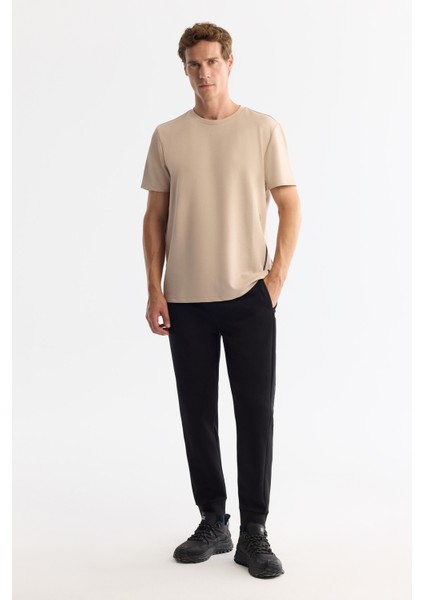 Erkek Bej Bisiklet Yaka Baskılı Elastan Regular Fit T-Shirt A42Y1017 indirimleri