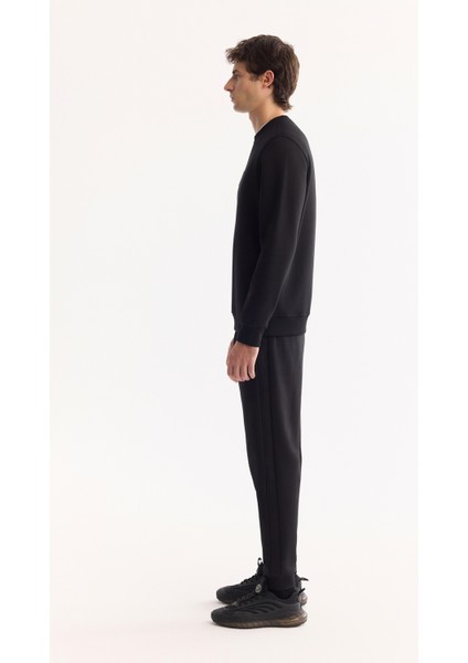 Erkek Siyah Bisiklet Yaka Pamuklu Şardonlu Baskılı Regular Fit Sweatshirt A52Y1327 modelleri