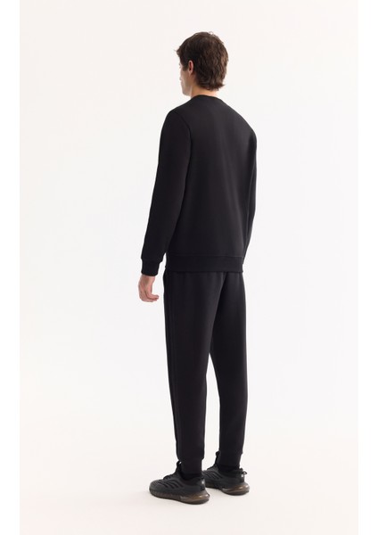 Erkek Siyah Bisiklet Yaka Pamuklu Şardonlu Baskılı Regular Fit Sweatshirt A52Y1327 fırsatları