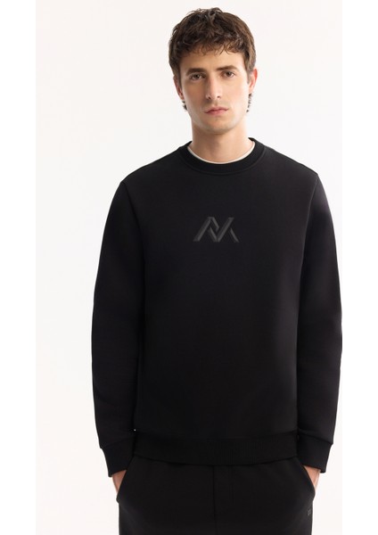 Erkek Siyah Bisiklet Yaka Pamuklu Şardonlu Baskılı Regular Fit Sweatshirt A52Y1327 indirimleri