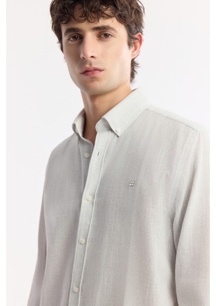Erkek Açık Gri Düğmeli Yaka Kolay Ütülenir Pamuklu Regular Fit Gömlek A51Y2130 fiyatları