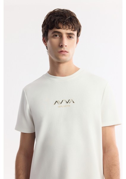 Erkek Ekru Bisiklet Yaka Baskılı Bi-Stretch İnterlok Regular Fit T-Shirt A51Y1006 fiyatları