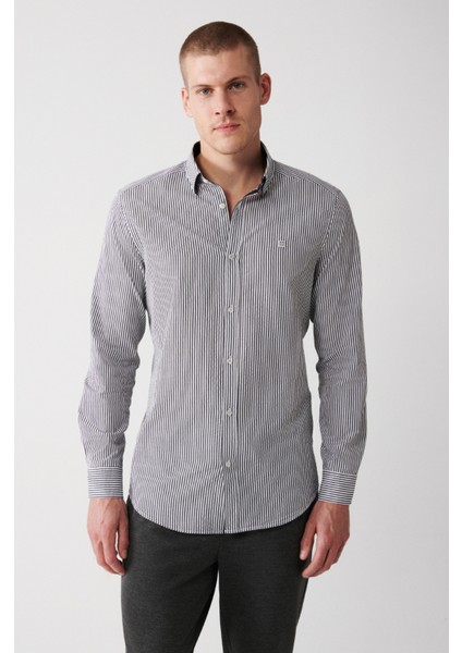 Erkek Siyah Seersucker Çizgili Gömlek A31Y2084 modelleri