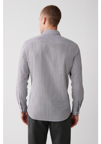 Erkek Siyah Seersucker Çizgili Gömlek A31Y2084 fırsatları