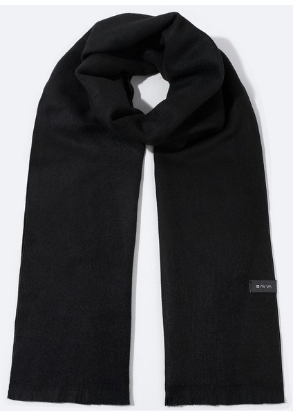 Erkek Siyah Viskon Karışımlı Püsküllü Şal B009401