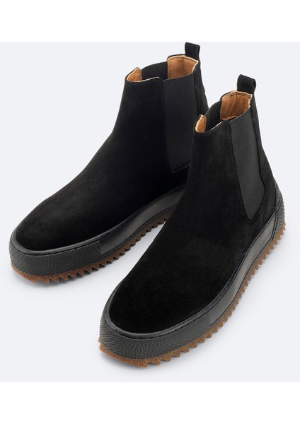 Erkek Siyah %100 Süet Esnek Taban Hafif Chelsea Bot B008009 fiyatları