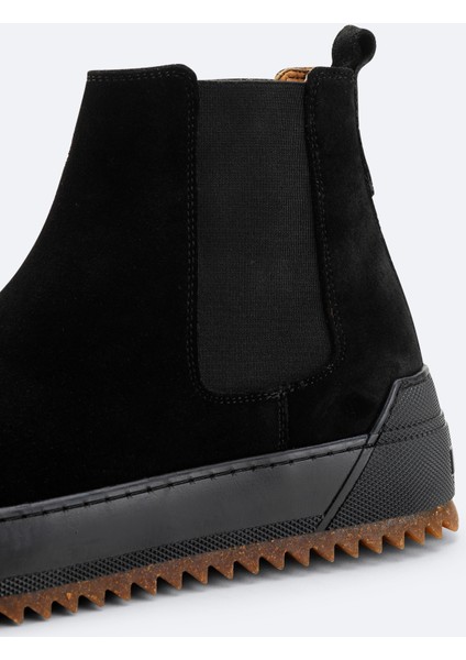 Erkek Siyah %100 Süet Esnek Taban Hafif Chelsea Bot B008009 modelleri