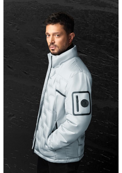 Erkek Gri Kapüşonlu Su İtici Rüzgar Geçirmez Şişme Regular Fit Mont B006082 fiyatları