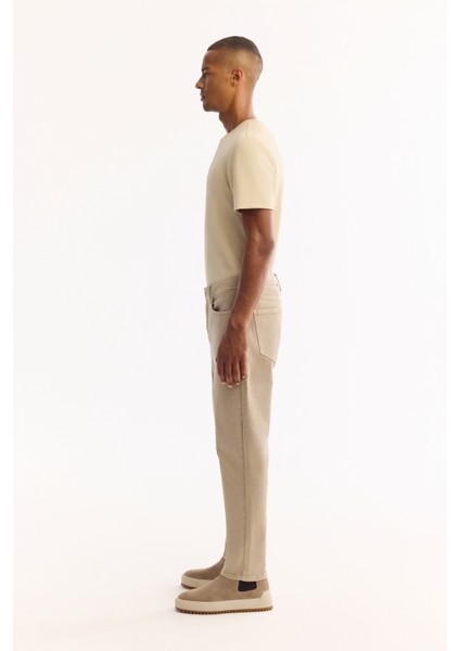 Erkek Bej Klasik Bel Pamuklu Parça Boya Yıkamalı Roma Crop Slim Fit Jean Pantolon A52Y3552 fırsatları