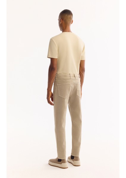 Erkek Bej Klasik Bel Pamuklu Parça Boya Yıkamalı Roma Crop Slim Fit Jean Pantolon A52Y3552 indirimleri
