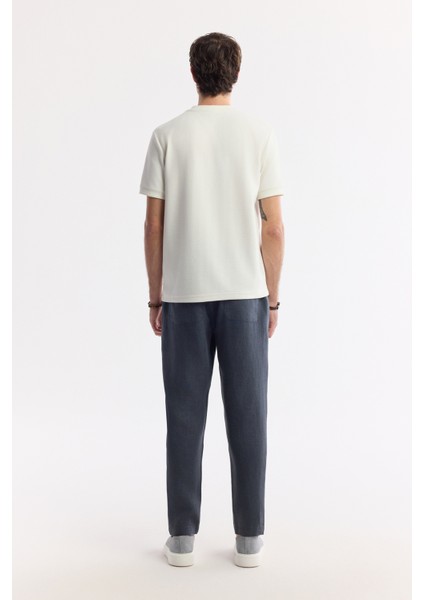 Erkek Ekru Bisiklet Yaka Pamuklu Jakarlı Elastan Regular Fit T-Shirt A51Y1012 fırsatları