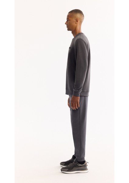 Erkek Antrasit Bisiklet Yaka Soft Touch Baskılı Regular Fit Sweatshirt A52Y1334 modelleri