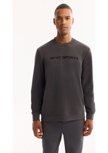Erkek Antrasit Bisiklet Yaka Soft Touch Baskılı Regular Fit Sweatshirt A52Y1334 indirimleri