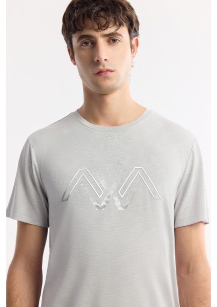 Erkek Açık Gri Bisiklet Yaka Baskılı Soft Touch Regular Fit T-Shirt A51Y1106 fiyatları