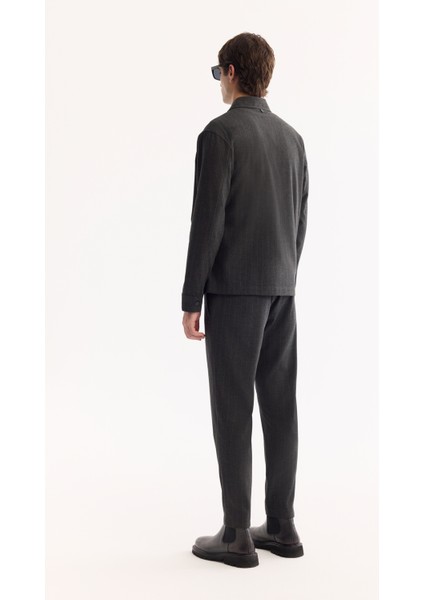 Erkek Antrasit Klasik Yaka Kolay Ütülenen Çizgili Comfort Fit Gömlek Ceket A52Y2018 fırsatları