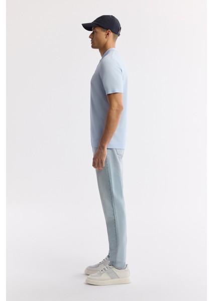 Erkek Açık Mavi Polo Yaka Basic Rayon Triko Regular Fit T-Shirt A51Y5035 modelleri