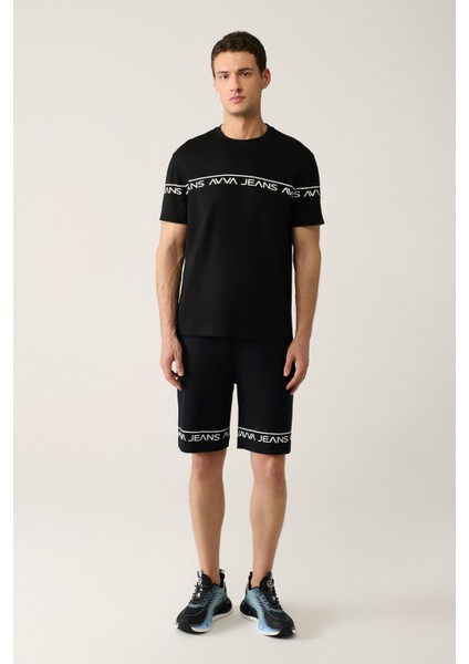 Erkek Siyah Baskılı Bisiklet Yaka Soft Touch Regular Fit T-Shirt A41Y1329 indirimleri