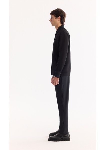 Erkek Siyah Bomber Yaka Pamuklu Bi-Stretch Regular Fit Sweatshirt A52Y1200 modelleri