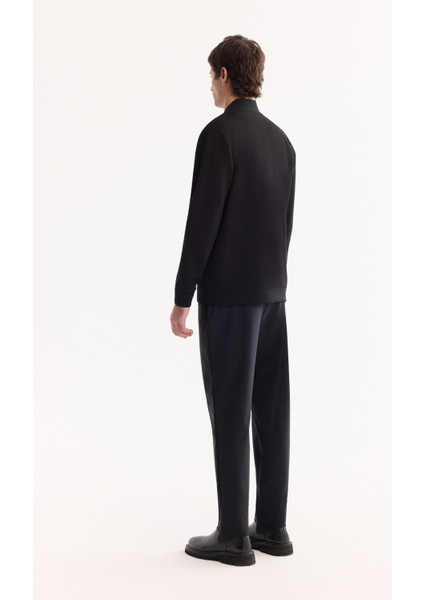 Erkek Siyah Bomber Yaka Pamuklu Bi-Stretch Regular Fit Sweatshirt A52Y1200 fırsatları