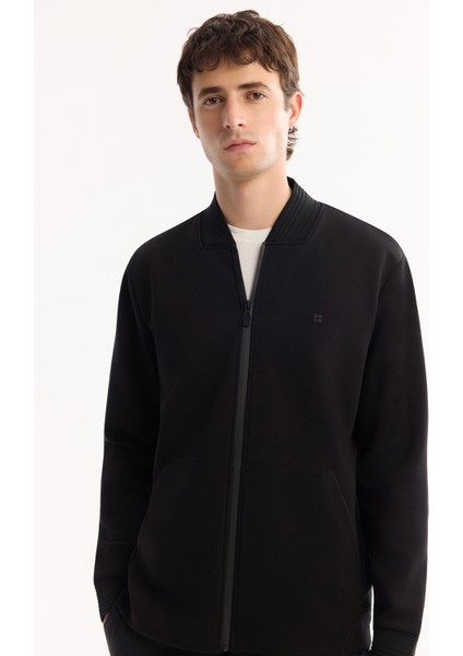 Erkek Siyah Bomber Yaka Pamuklu Bi-Stretch Regular Fit Sweatshirt A52Y1200 indirimleri