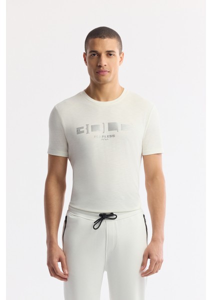 Erkek Beyaz Beli Lastikli Bağcıklı Bi-Stretch Regular Fit Eşofman Altı B003400