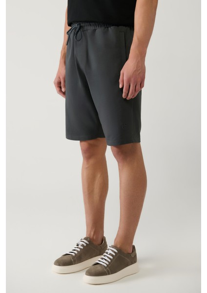 Erkek Antrasit Yandan Cepli Örme Pamuklu 2 İplik Günlük Relaxed Fit Şort E003602 modelleri