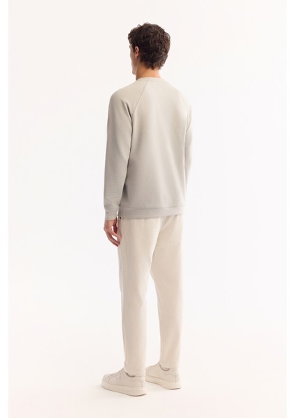 Erkek Gri Bisiklet Yaka Pamuklu Bi-Stretch Baskılı Regular Fit Sweatshirt A52Y1249 fırsatları