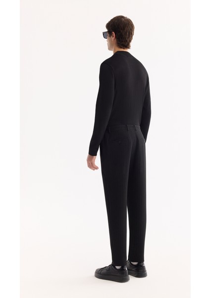 Erkek Siyah Yanı Lastikli Bi-Stretch Hafif Çizgili Slim Fit Pantolon A52Y3204 fırsatları
